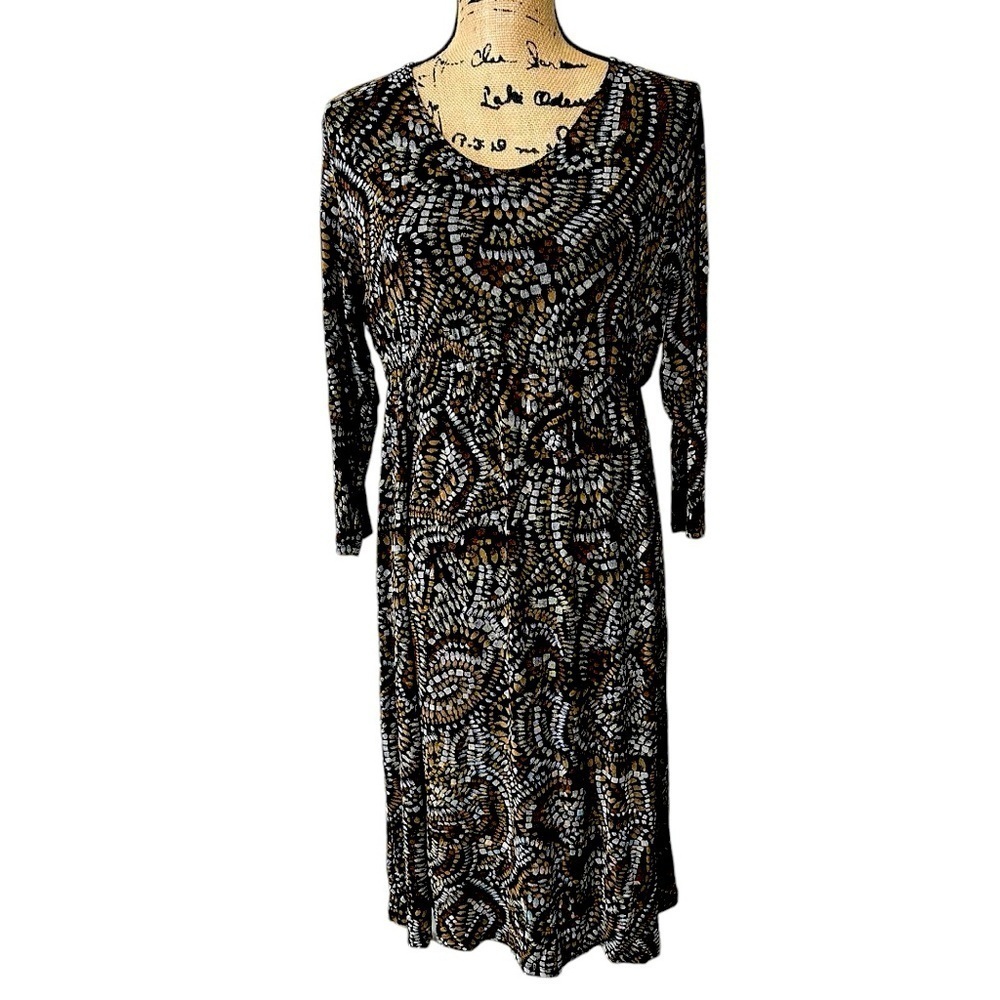 Citiknit Empire Waist 3/4 Sleeves Knee Length Pullover Dress NEW